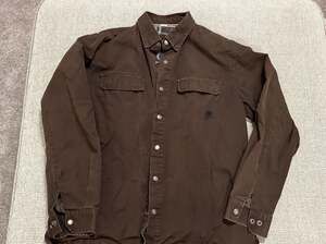 Harley-Davidson Men's Brown Cotton Twill Flannel Lined Shirt Jacket Snap Front L